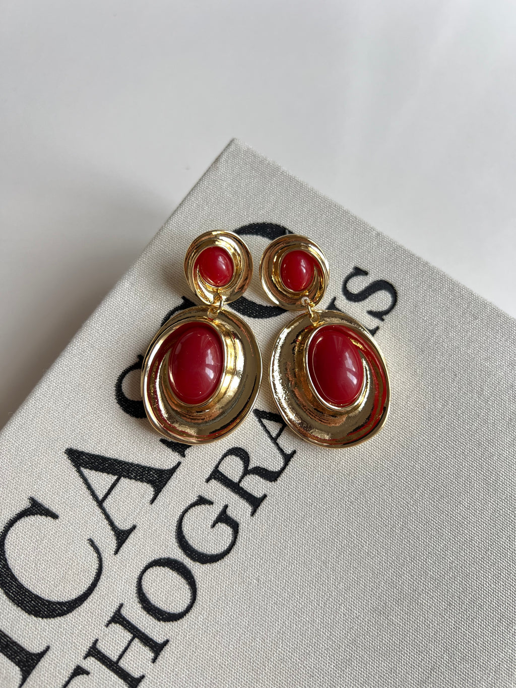 Vintage Gold Bordo Küpe