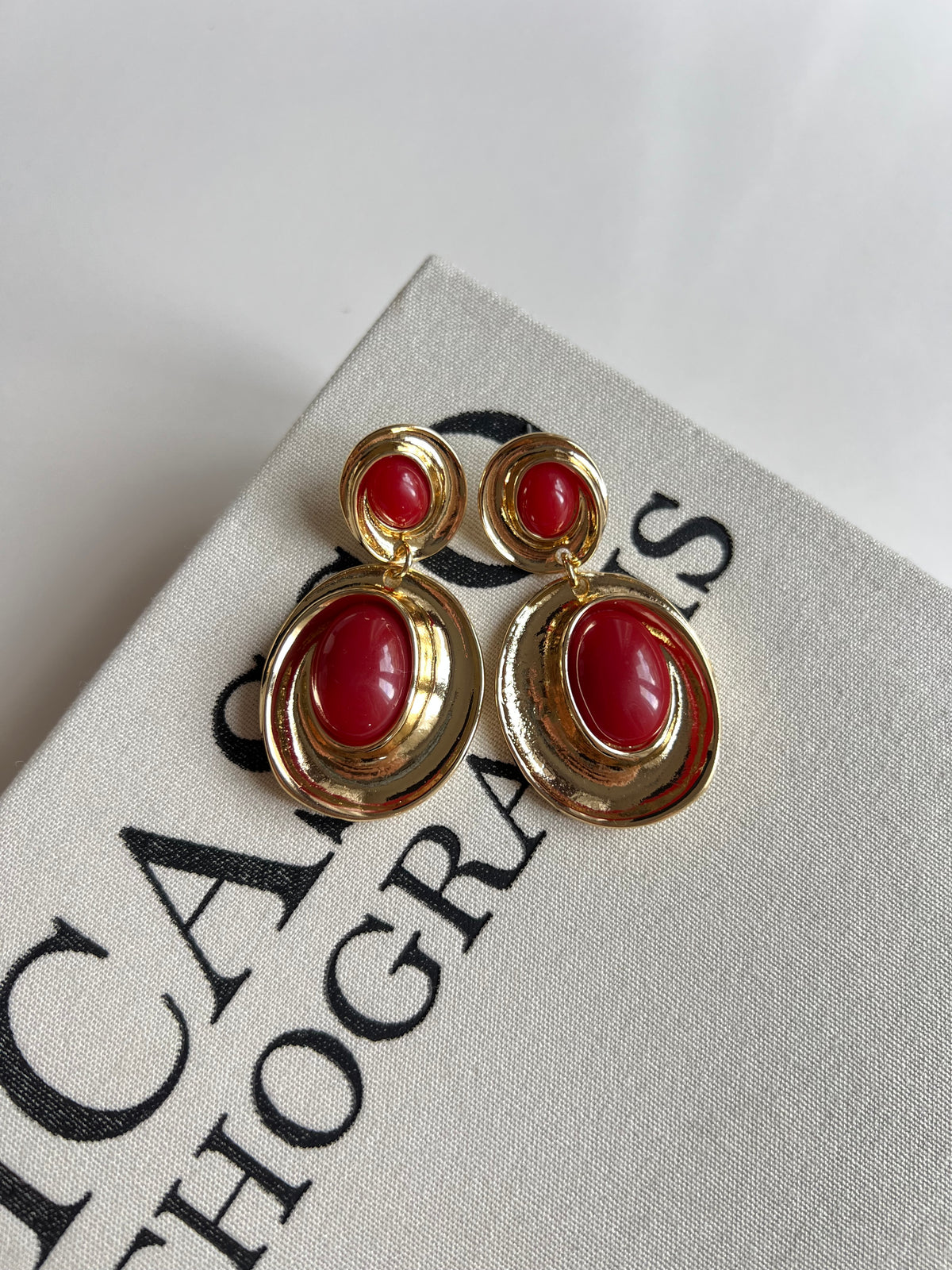 Vintage Gold Bordo Küpe
